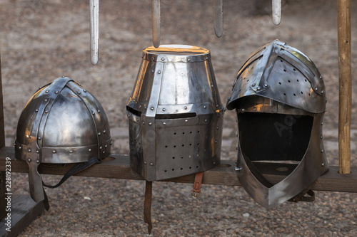 Medieval battle helmets