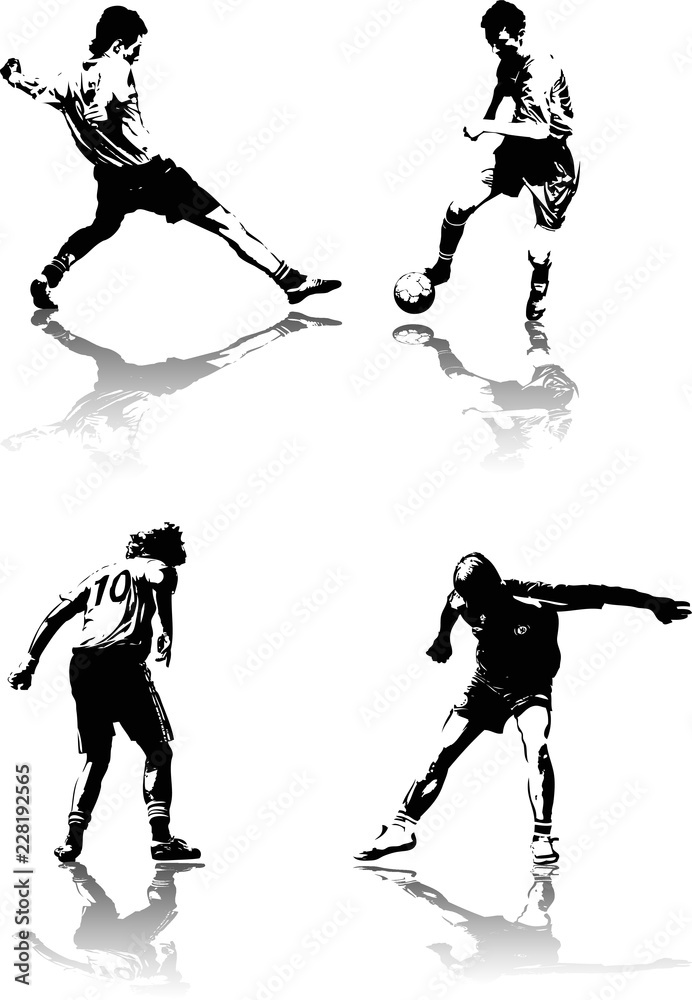 Fototapeta premium Hi detailed silhouettes of soccer players
