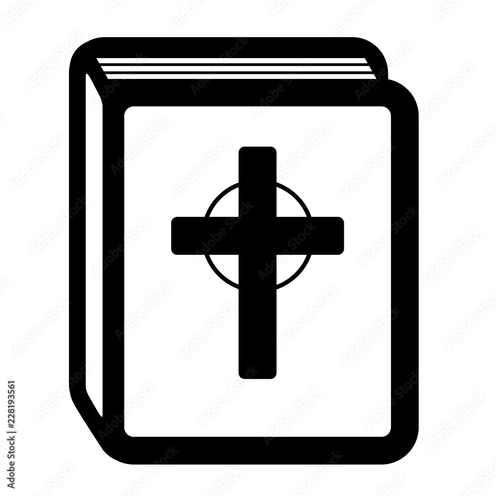 Obraz premium Holy Bible pictogram. Book icon with christian cross, religious symbol of Christianity. 