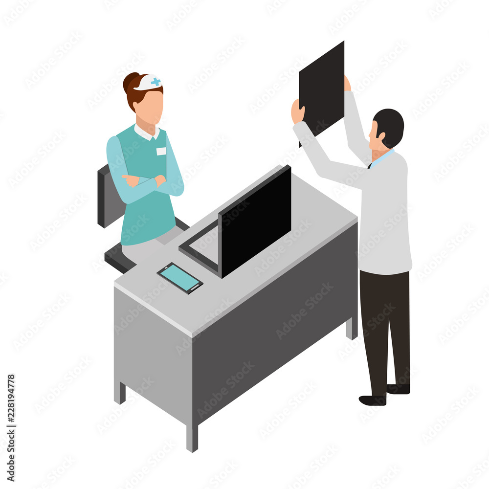doctor with xray and nurse in the consultation room doctor with xray and nurse in the consultation room