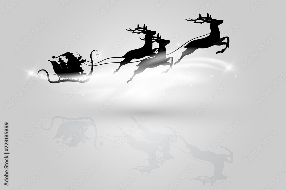 Santa Claus flying in a sleigh with reindeer. Santa Claus flying in a sleigh with reindeer.