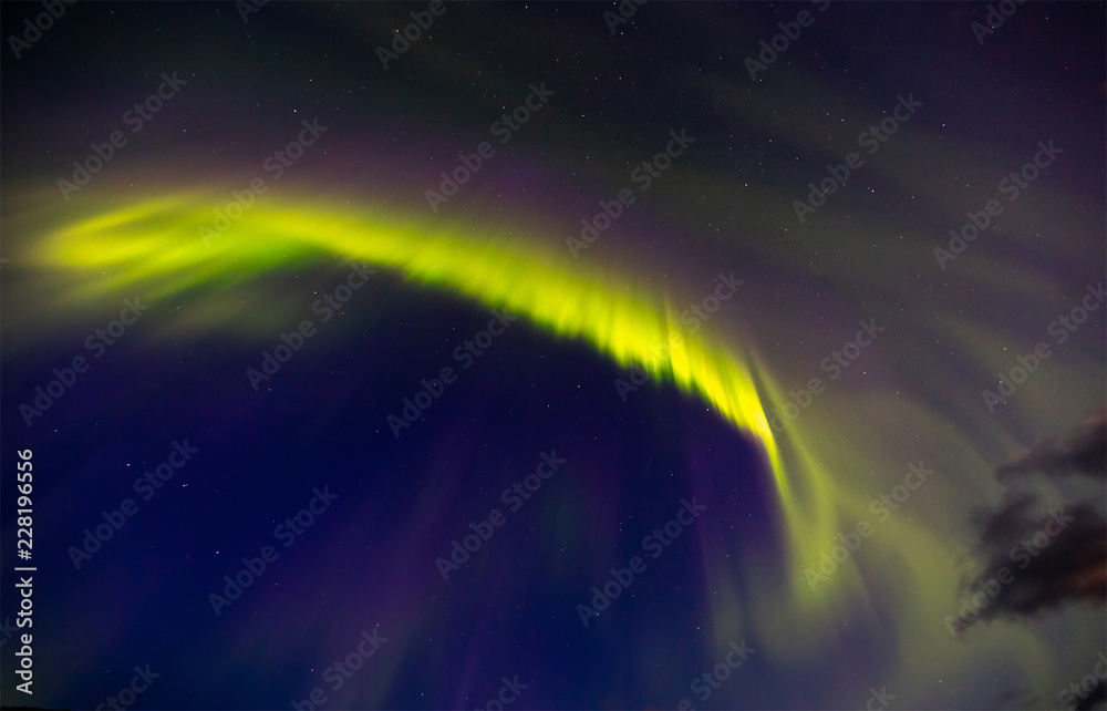 beautiful aurora borealis  of  night starry sky