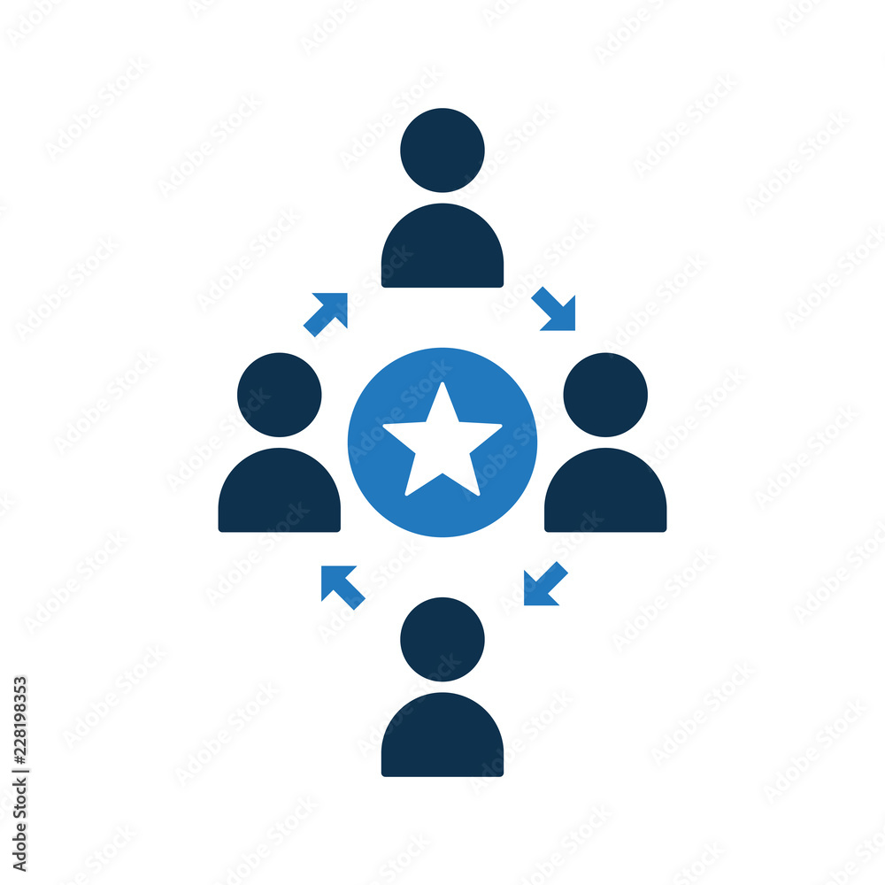 People connecting icon. Community icon with star sign. Teamwork icon and best, favorite, rating symbol People connecting icon. Community icon with star sign. Teamwork icon and best, favorite, rating symbol