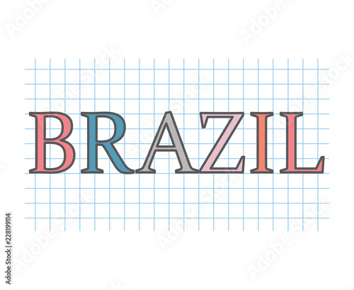 Brazil word on checkered paper texture- vector illustration