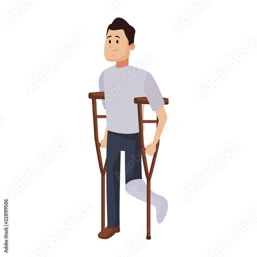 Man with crutches