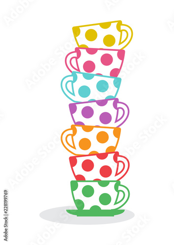 Stack of colorful cups. Vector illustration