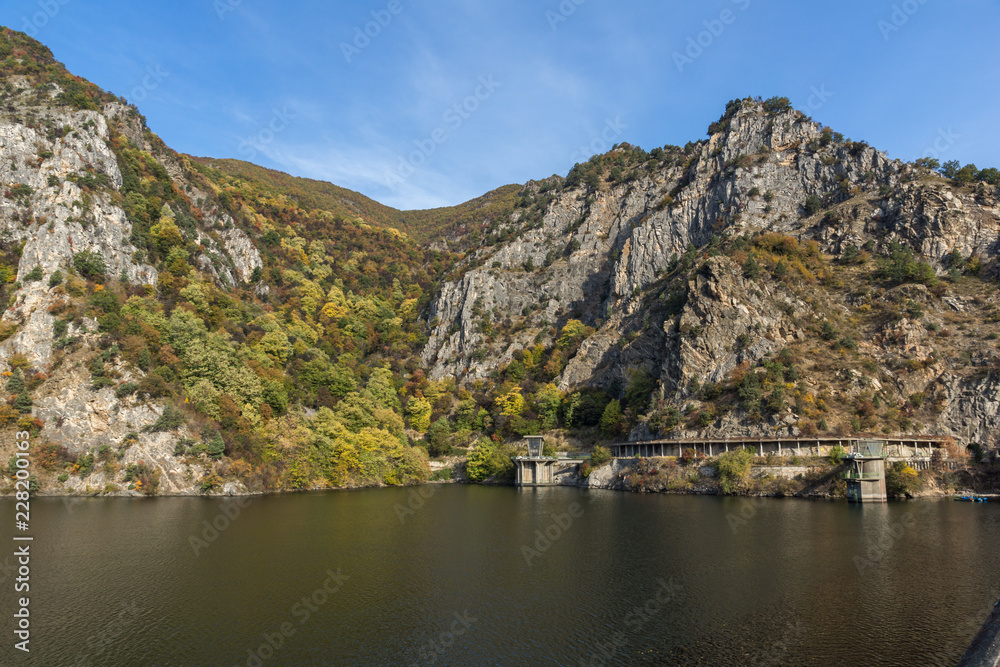 Autumn ladscape from dam of The Krichim Reservoir, Rhodopes Mountain, Plovdiv Region, Bulgaria Autumn ladscape from dam of The Krichim Reservoir, Rhodopes Mountain, Plovdiv Region, Bulgaria