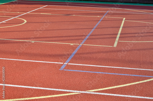 Sports field lines on the outdoor playcourt