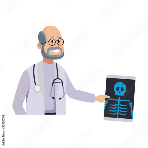 Male doctor with bones xray