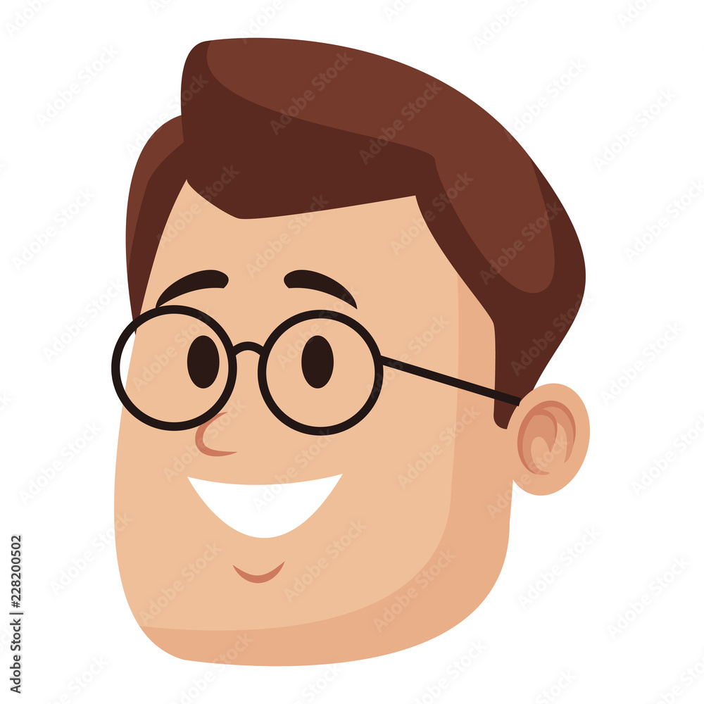 Obraz premium Man face with glasses cartoon