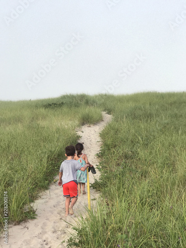 Kids walk to the ebach photo