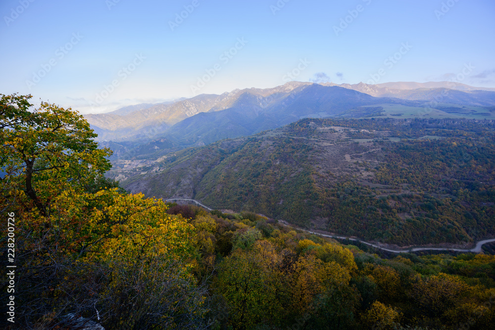 Majestic autumn landscape with mountains and forest, Armenia