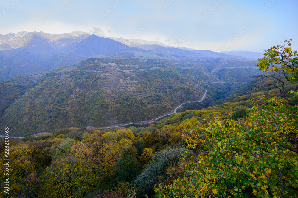 Majestic autumn landscape with mountains and forest, Armenia