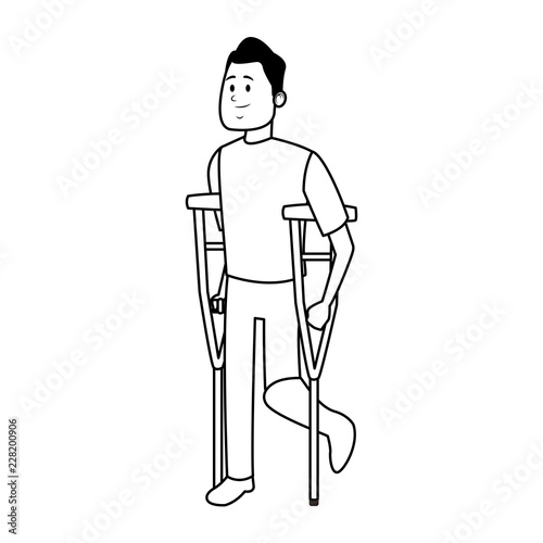 Man with crutches
