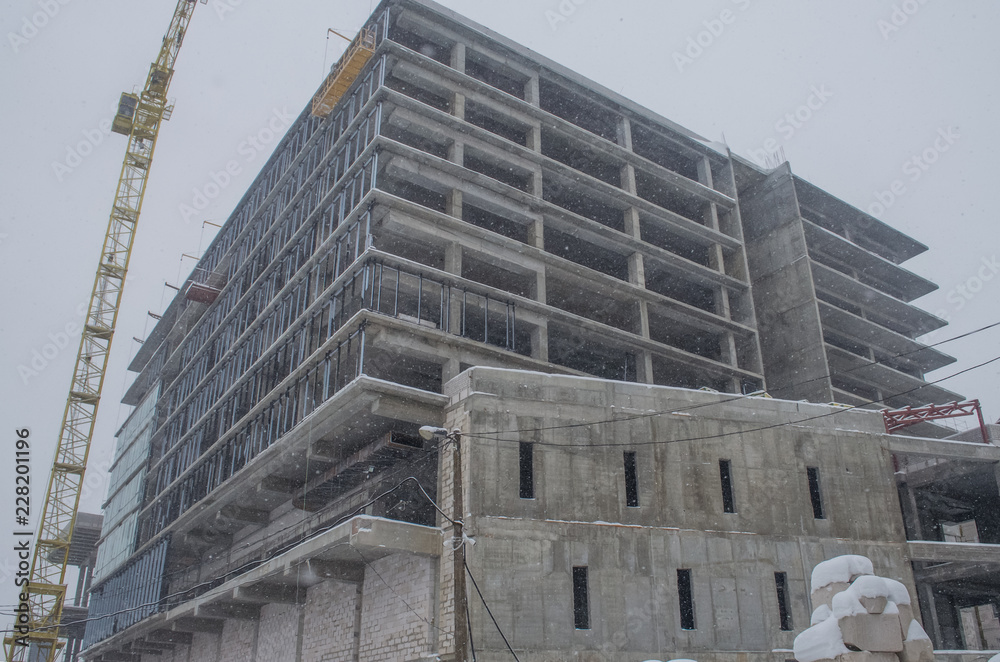 Fototapeta premium building construction in winter
