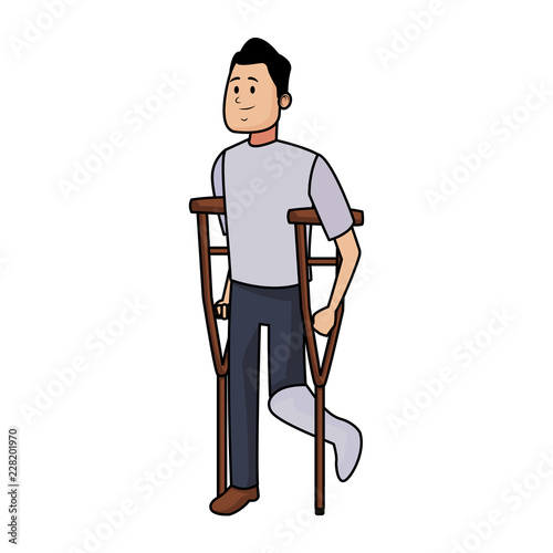 Man with crutches