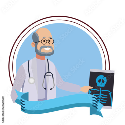 Male doctor with bones xray