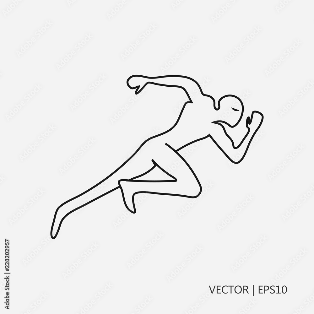 Fototapeta premium Person running. Runner and athlete. Vector illustration