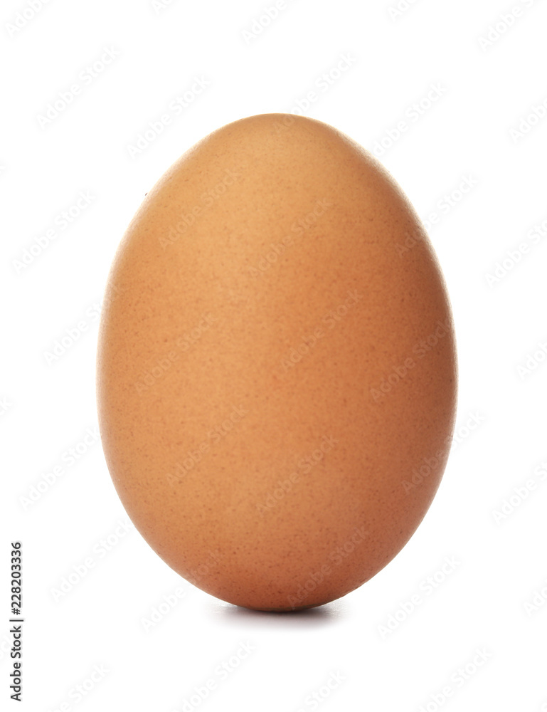 Raw brown chicken egg on white background Raw brown chicken egg on white background