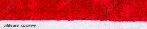 Banner of Close up red and white Santa Claus hat texture to backround