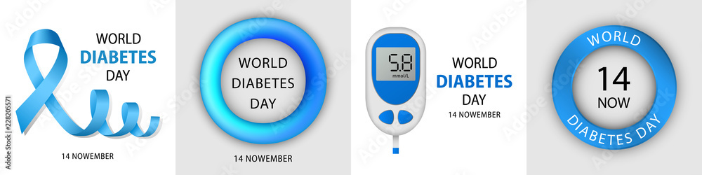 Diabetes day banner set. Realistic illustration of diabetes day vector banner set for web design Diabetes day banner set. Realistic illustration of diabetes day vector banner set for web design