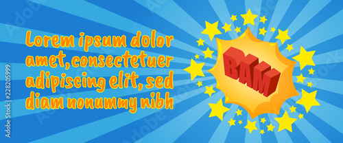 Bam concept banner. Isometric banner of bam comics vector concept for web, giftcard and postcard