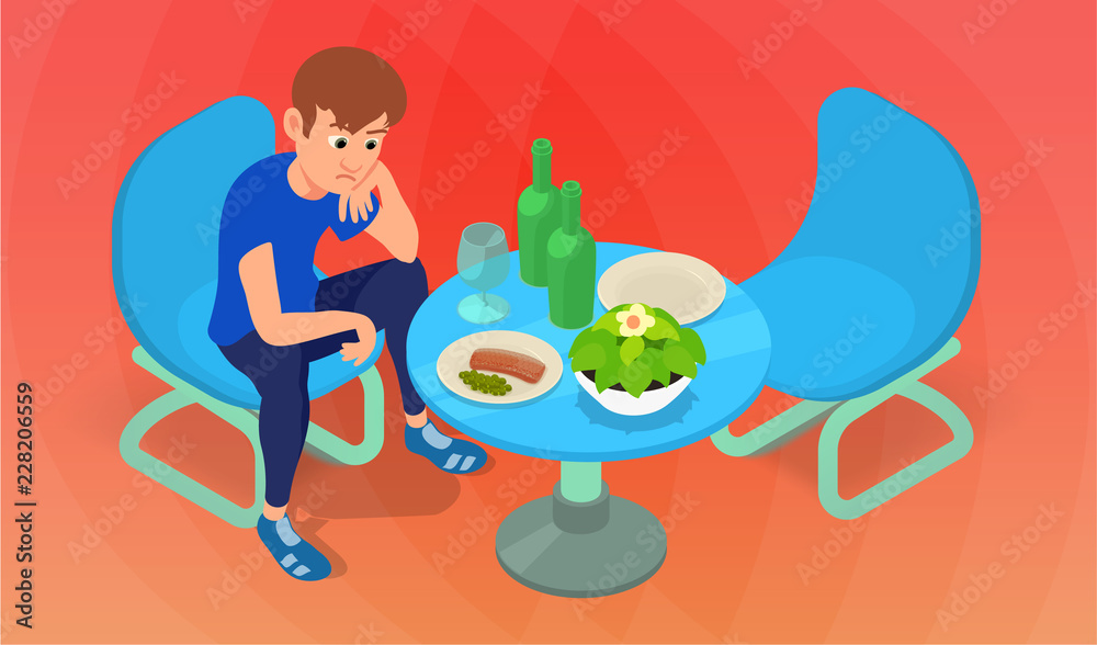Bad date concept banner. Isometric banner of bad date vector concept for web, giftcard and postcard Bad date concept banner. Isometric banner of bad date vector concept for web, giftcard and postcard