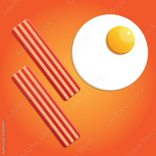 Bacon rashers and fried egg on an orange background