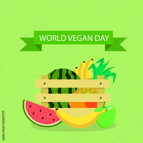 Global vegan day concept background. Flat illustration of global vegan day vector concept background for web design
