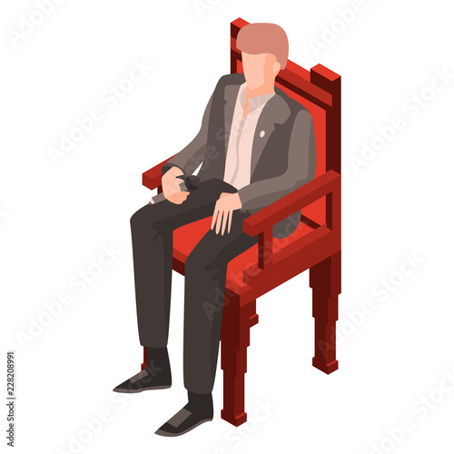 Politic man at conference icon. Isometric of politic man at conference vector icon for web design isolated on white background