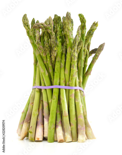 Bunch of asparagus isolated on white background.