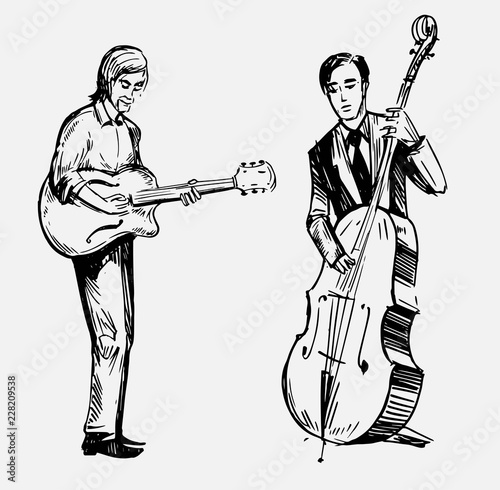 Sketch of jazz musicians. Hand drawn illustration converted to vector