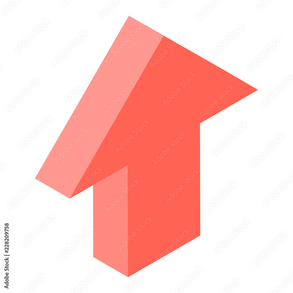 Red up arrow icon. Isometric of red up arrow vector icon for web design isolated on white background Red up arrow icon. Isometric of red up arrow vector icon for web design isolated on white background