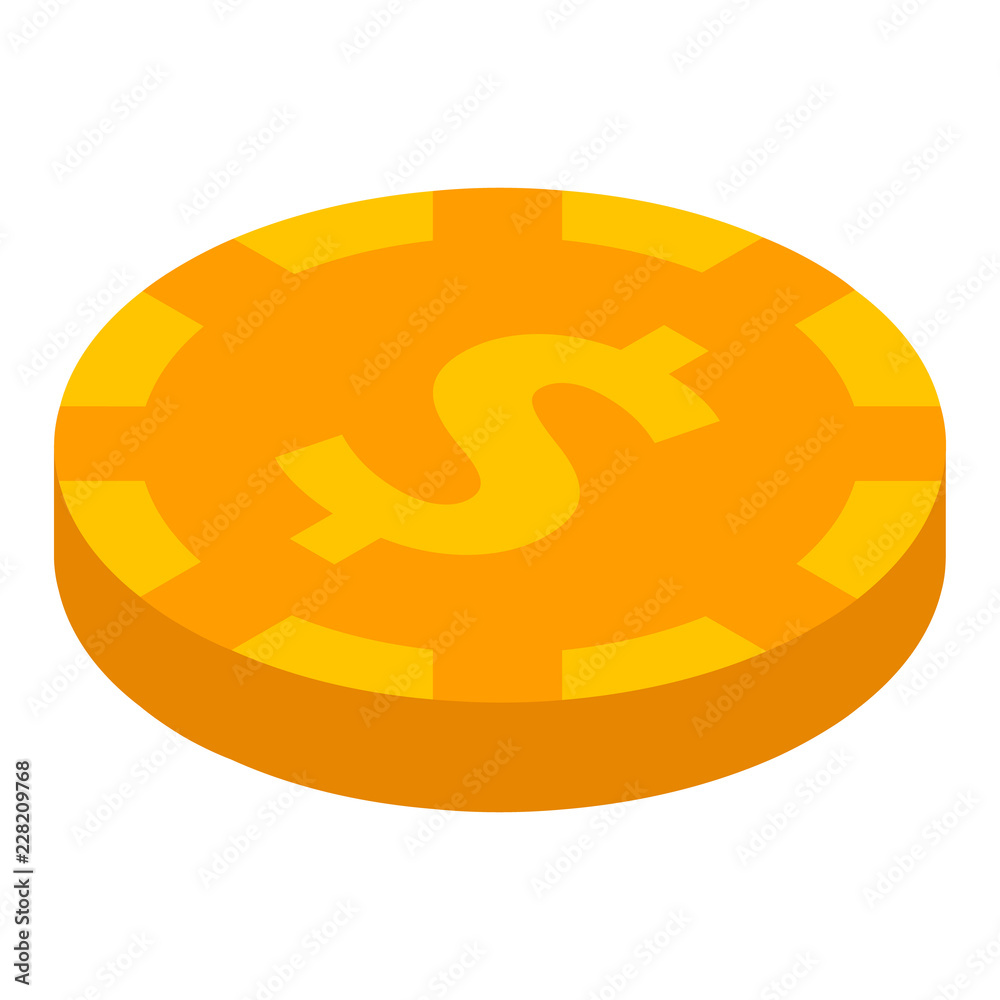 Dollar gold coin icon. Isometric of dollar gold coin vector icon for web design isolated on white background Dollar gold coin icon. Isometric of dollar gold coin vector icon for web design isolated on white background