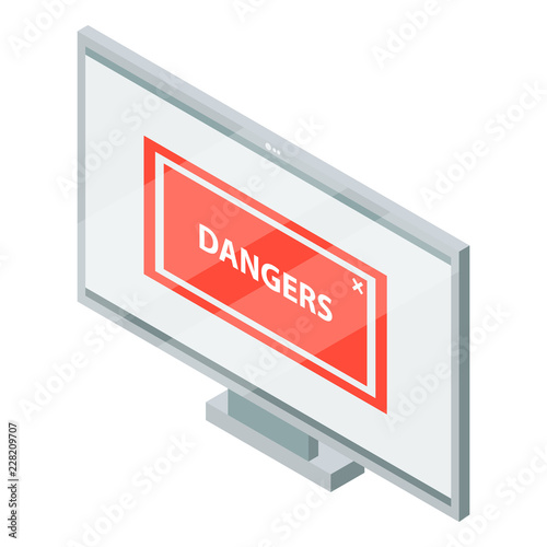Danger phishing computer atack icon. Isometric of danger phishing computer atack vector icon for web design isolated on white background