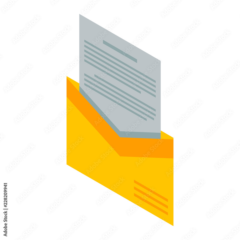 Open email icon. Isometric of open email vector icon for web design isolated on white background