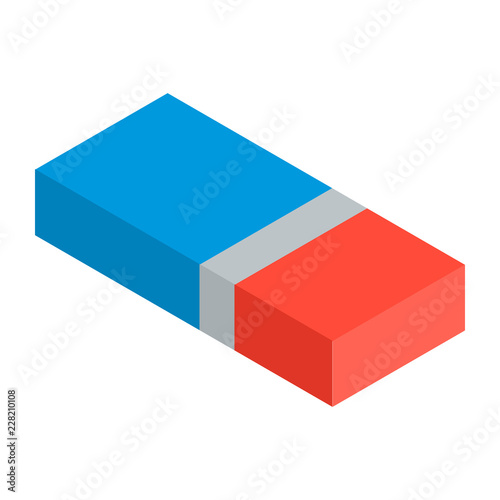 Blue red eraser icon. Isometric of blue red eraser vector icon for web design isolated on white background