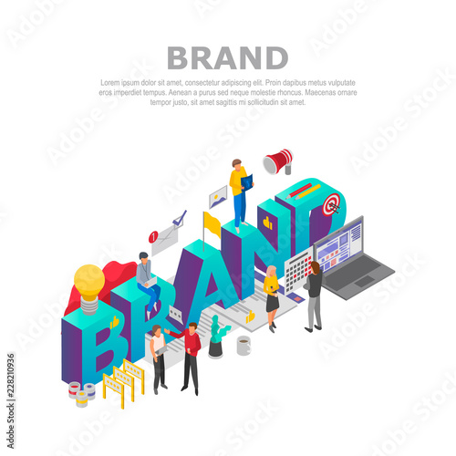 Brand teamwork concept background. Isometric illustration of brand teamwork vector concept background for web design