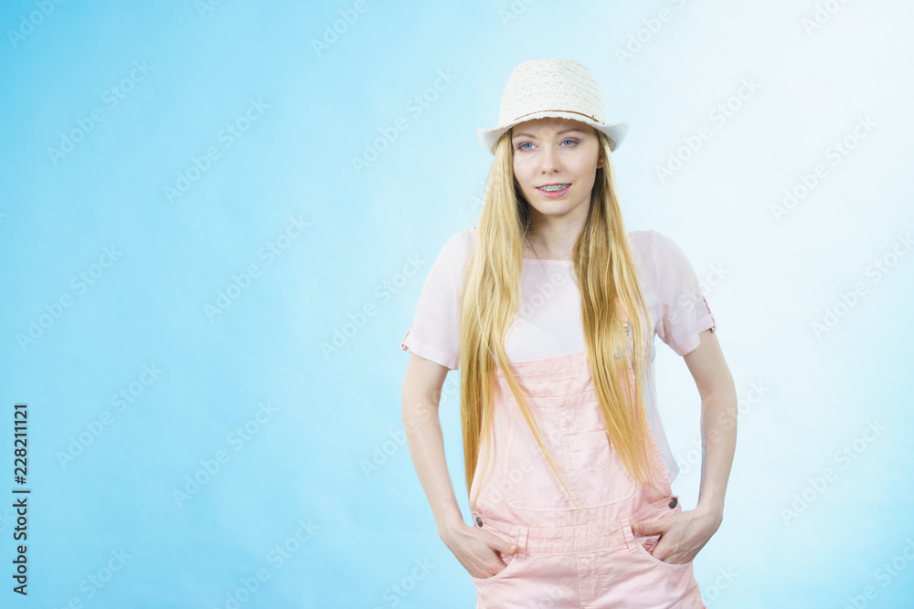 Happy woman wearing summer outfit Happy woman wearing summer outfit