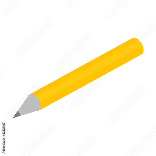 Yellow office pencil icon. Isometric of yellow office pencil vector icon for web design isolated on white background