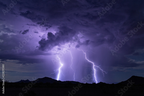 Lightning bolt strike storm background