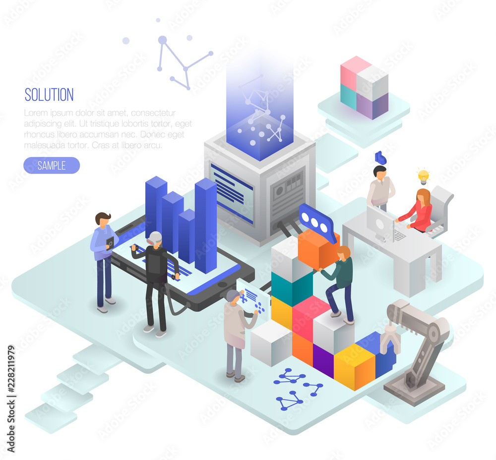 Solution concept background. Isometric illustration of solution vector concept background for web design Solution concept background. Isometric illustration of solution vector concept background for web design
