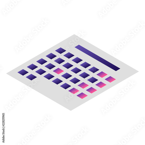 Table calendar icon. Isometric of table calendar vector icon for web design isolated on white background