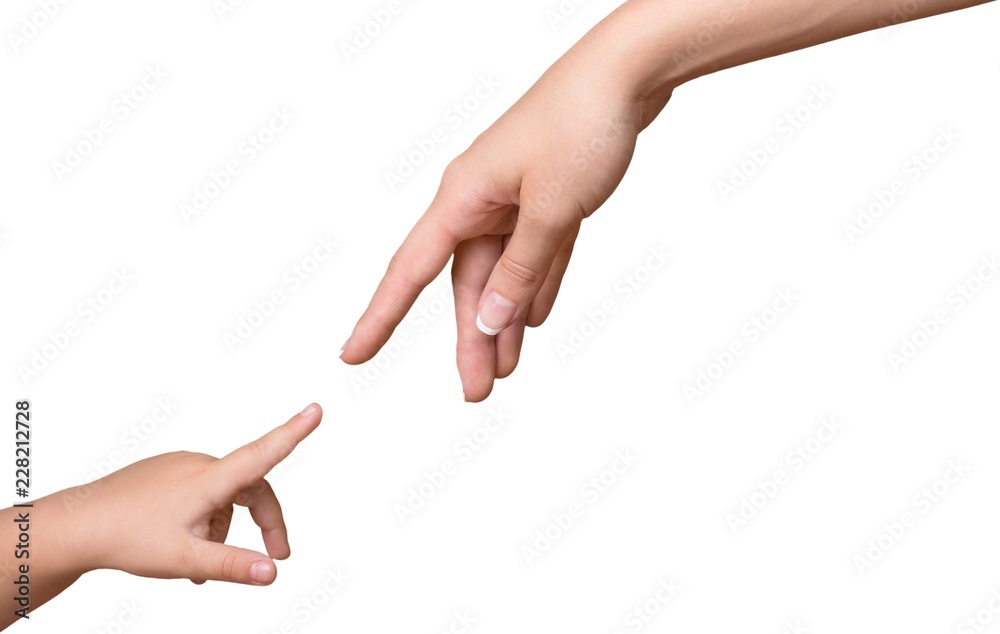 Child and Mother Touching Fingers Child and Mother Touching Fingers