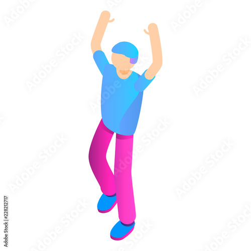 Man hands up icon. Isometric of man hands up vector icon for web design isolated on white background