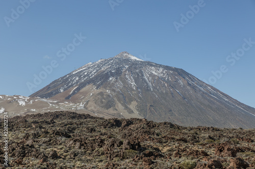 Beautiful view of the great Teide volcano on the island of Tenerife, on a sunny day