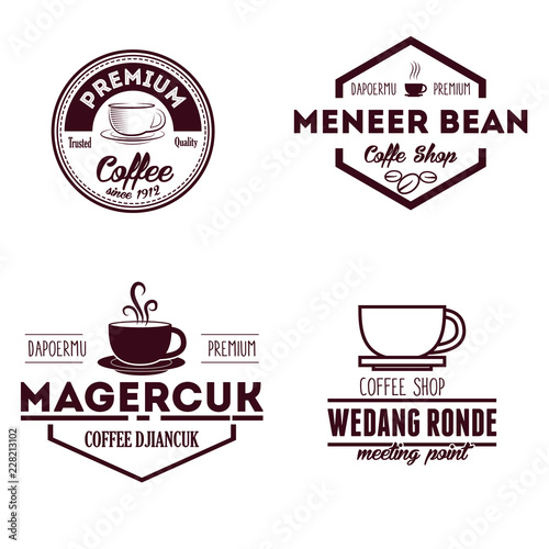Coffee Cup Badges Logo Labels