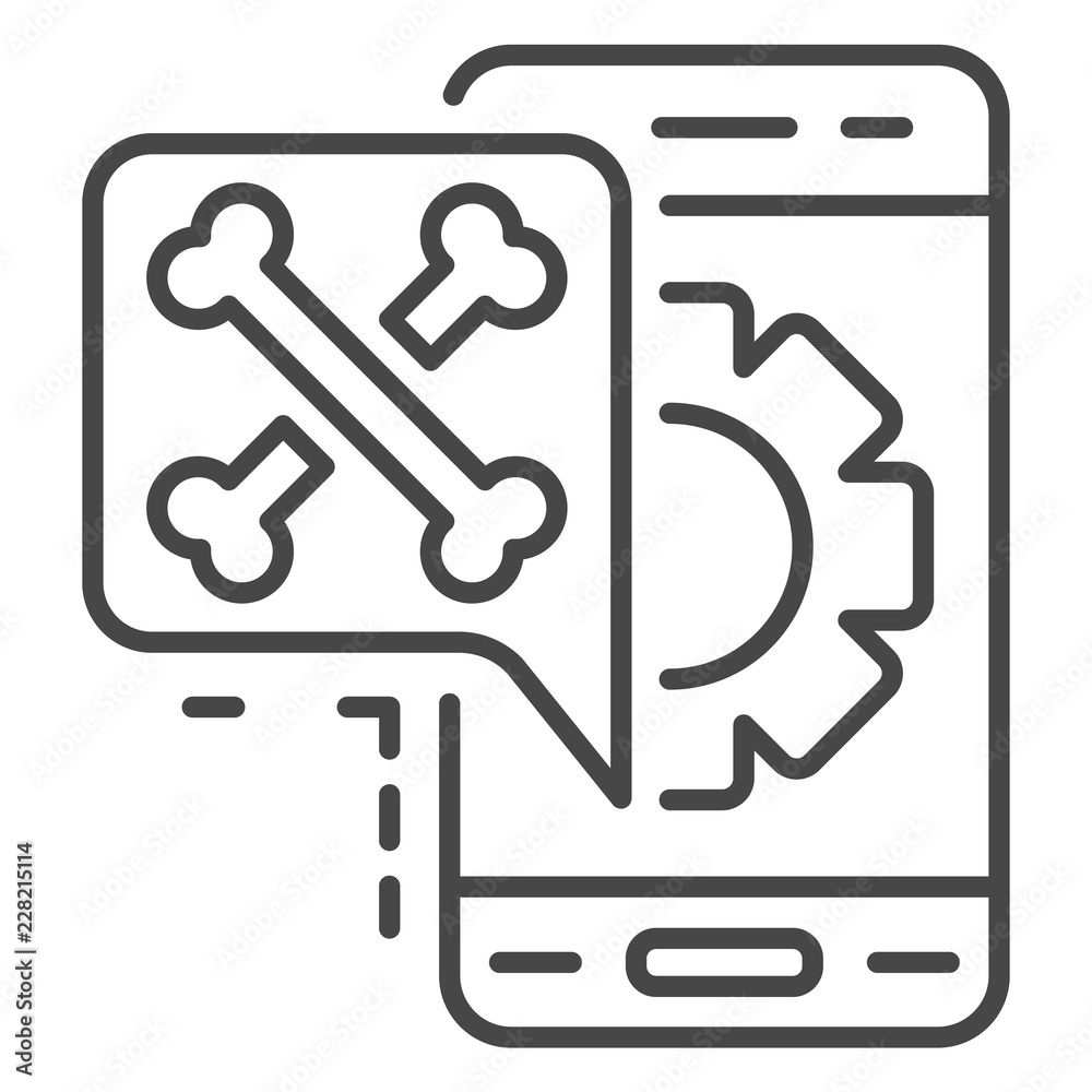 Virus smartphone icon. Outline virus smartphone vector icon for web design isolated on white background Virus smartphone icon. Outline virus smartphone vector icon for web design isolated on white background