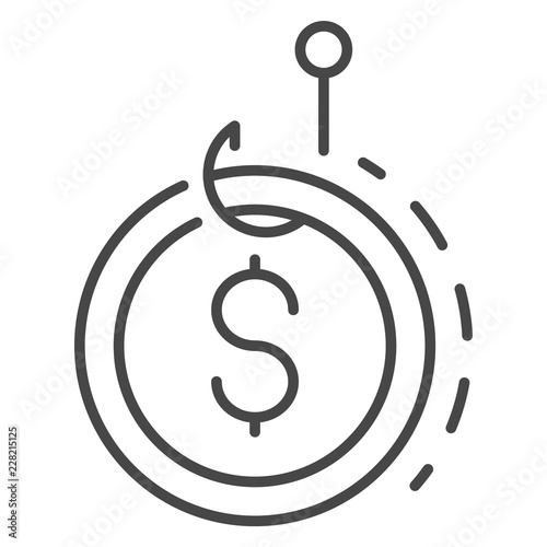 Phishing money icon. Outline phishing money vector icon for web design isolated on white background