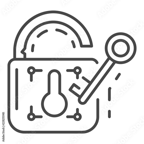 Unlock device security icon. Outline unlock device security vector icon for web design isolated on white background